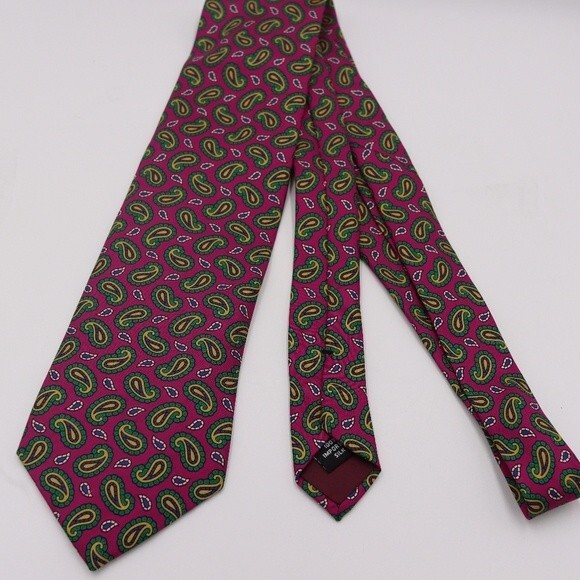 Ted Lapidus Luxury Silk Tie Vintage Red Paisley Designer Necktie - Picture 4 of 7